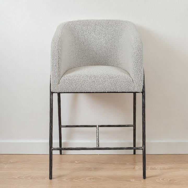 JACOBSEN BOUCLE UPHOLSTERED COUNTER STOOL