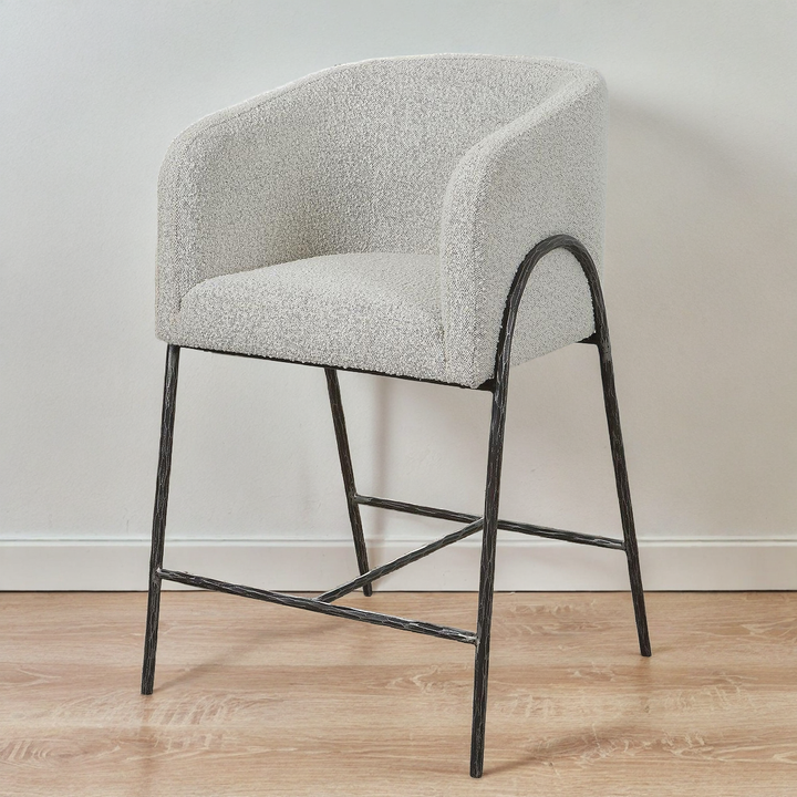 JACOBSEN BOUCLE UPHOLSTERED COUNTER STOOL