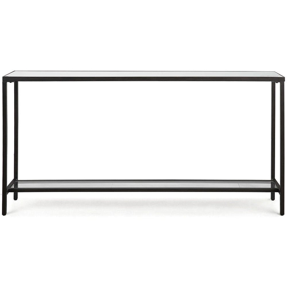 Slim black metal console table sales