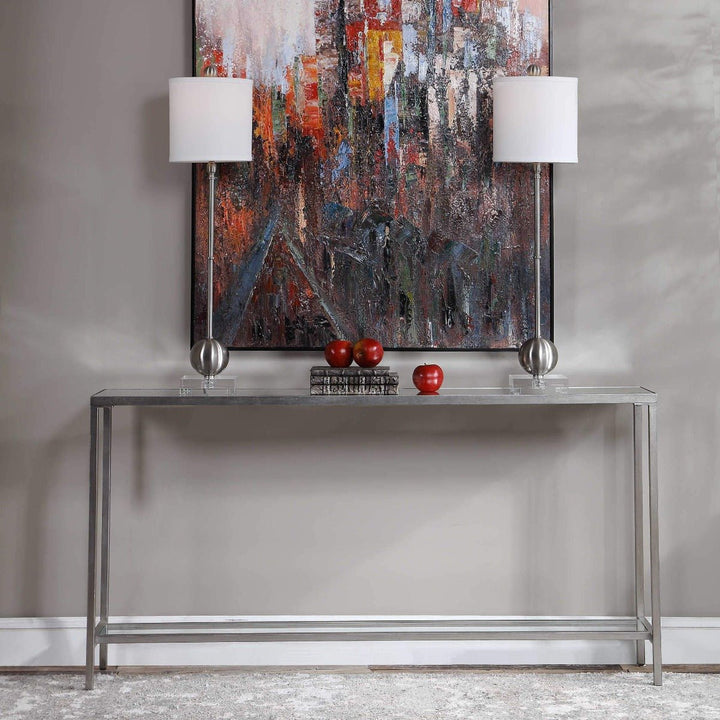SLIM SILVER MIRROR TOP CONSOLE