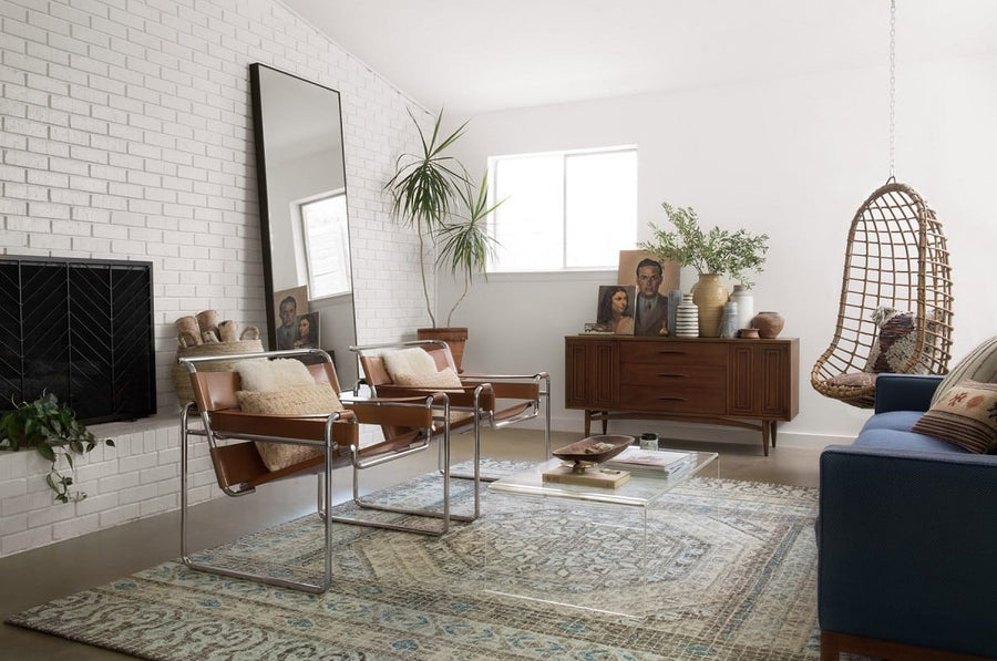 TATUM WOOL RUG: AQUA, STONE