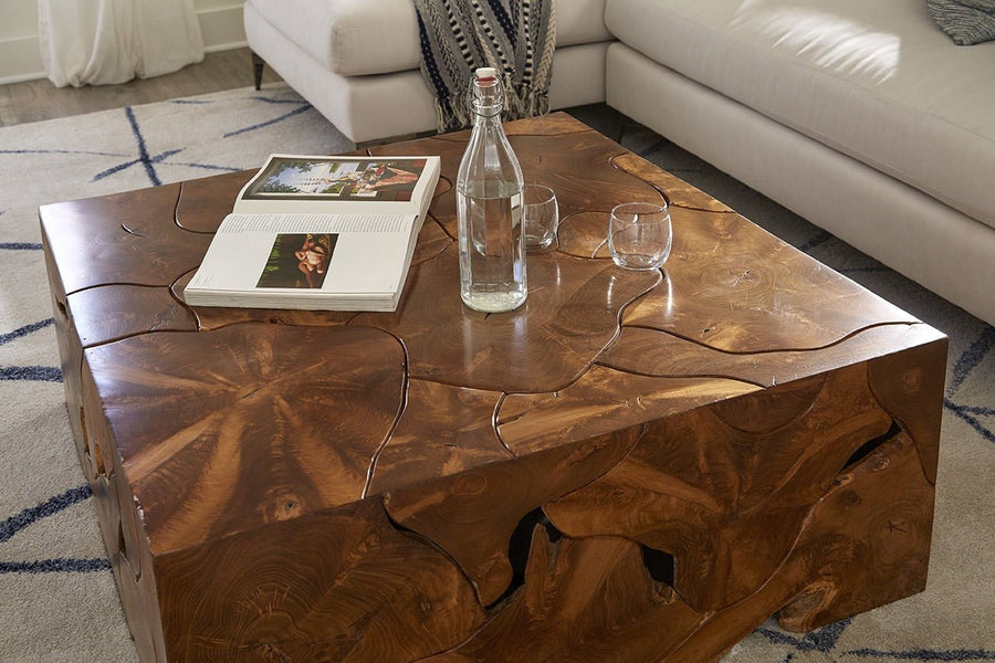 TEAK SLICE SQUARE COFFEE TABLE
