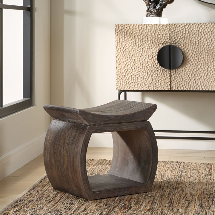 TEMPLE ELM WOOD STOOL