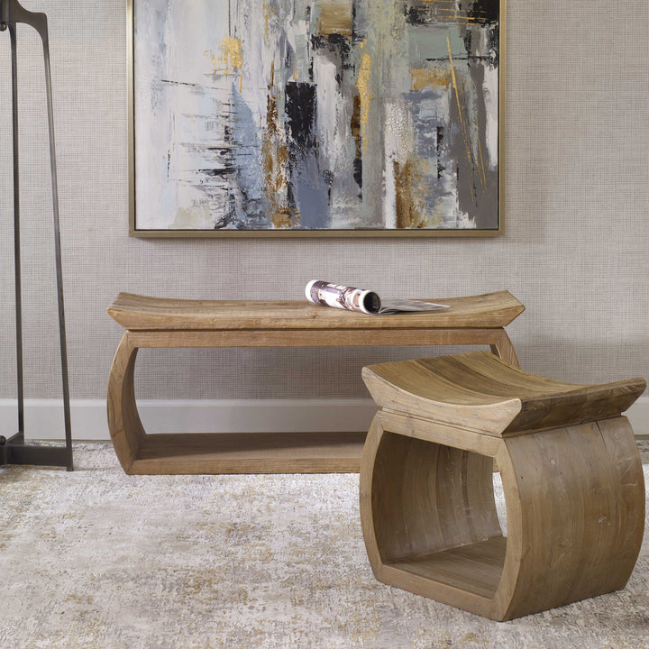 TEMPLE ELM WOOD STOOL