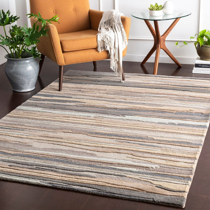 TEXTURED HORIZON WOOL RUG: SANDSTONE