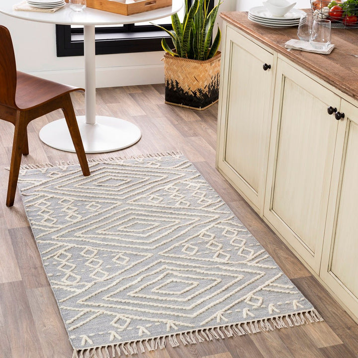 TOBEY WOOL + COTTON TEXTURED FLATWEAVE: GRAY