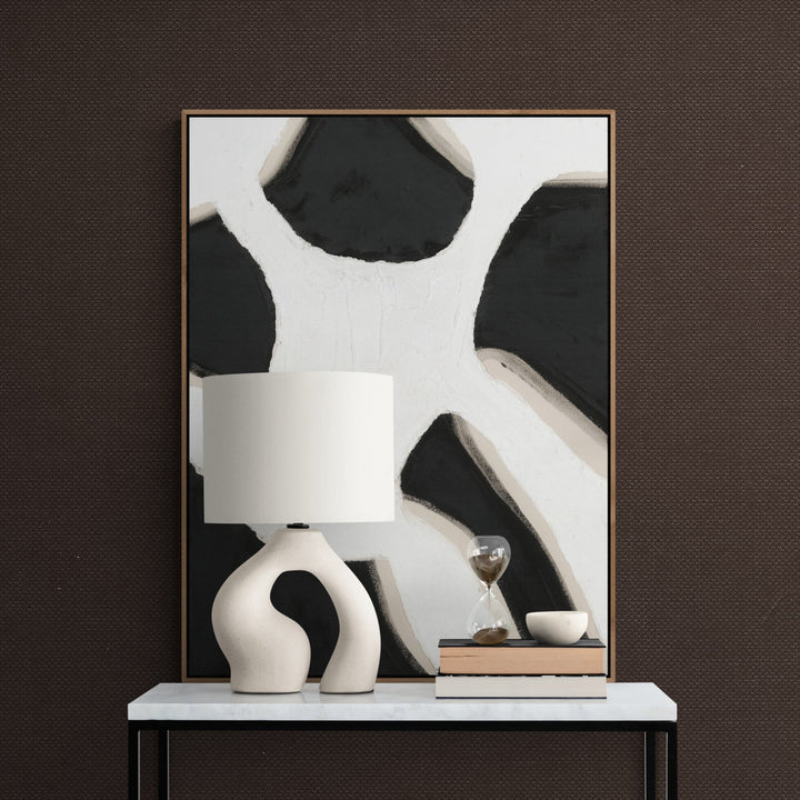 "TORTUE BLANCHE" NATURAL CANVAS HAND PAINTING