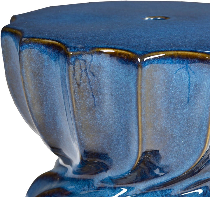 TWIST CERAMIC GARDEN STOOL: BLUE