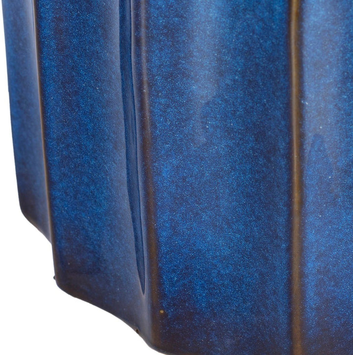 TWIST CERAMIC GARDEN STOOL: BLUE