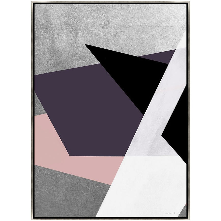 "URBAN JUXTAPOSITION PINK I" METALLIC SILVER CANVAS ART
