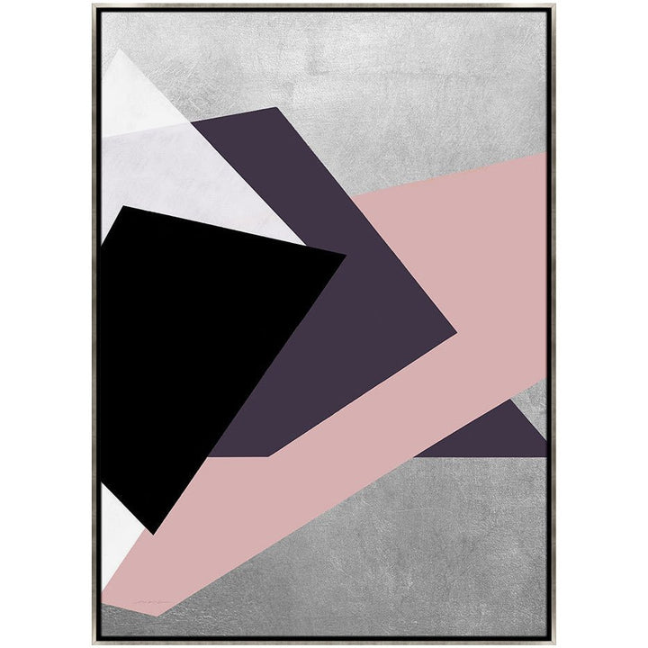 "URBAN JUXTAPOSITION PINK II" METALLIC SILVER CANVAS ART