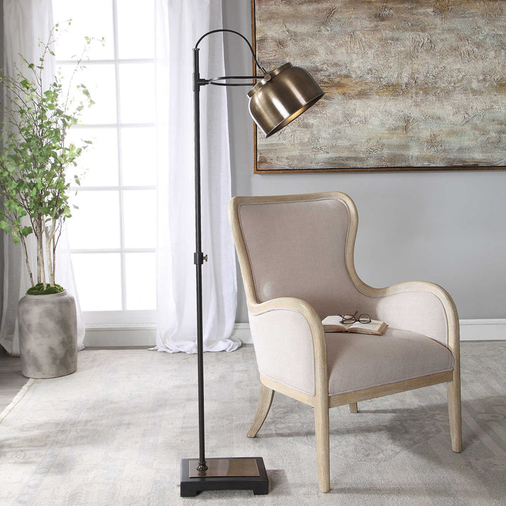 VINTAGE BRASS INDUSTRIAL FLOOR LAMP