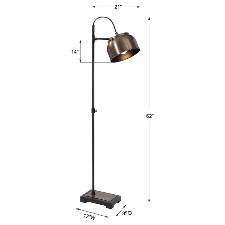 VINTAGE BRASS INDUSTRIAL FLOOR LAMP