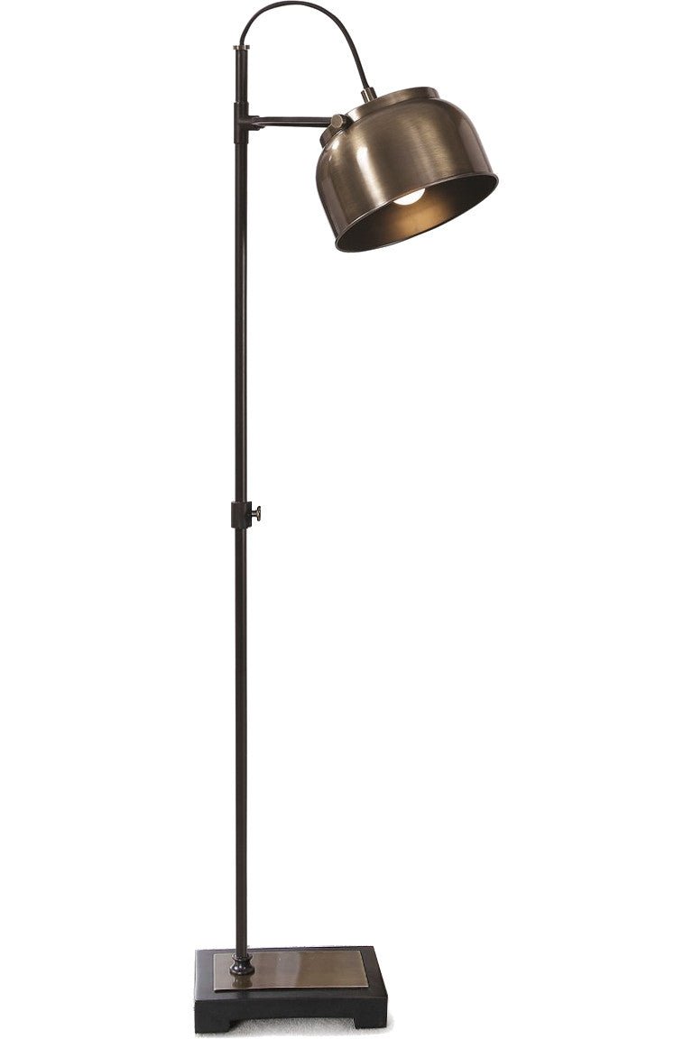 Vintage Antique Style Adjustable Shade Floor Lamp Reading Brass Bronze Black Black Bronze Floor Lamps by Uttermost