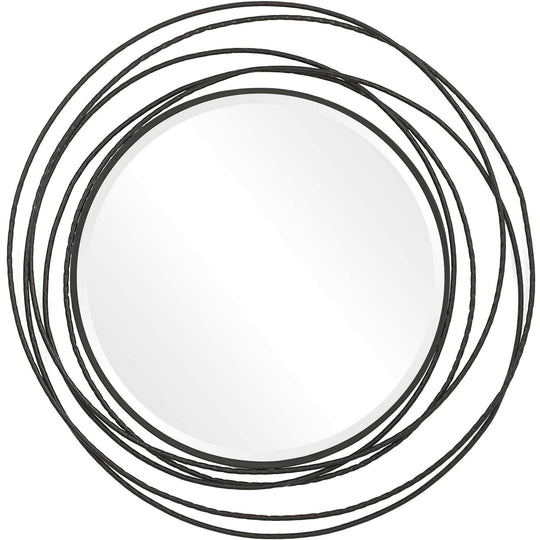 WHIRLWIND BLACK IRON ROUND MIRROR
