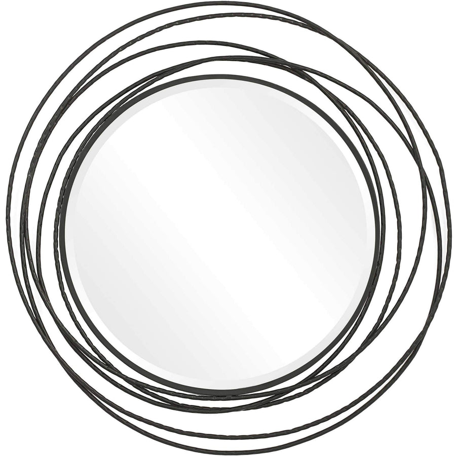 WHIRLWIND BLACK IRON ROUND MIRROR