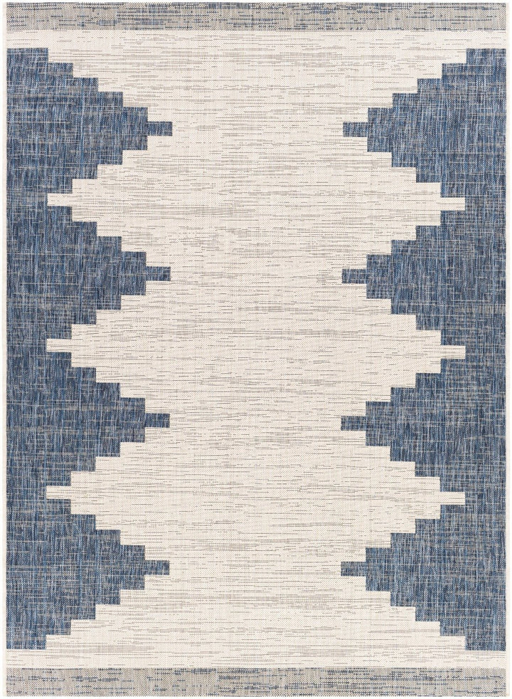YASSA OUTDOOR RUG: BLUE + WHITE