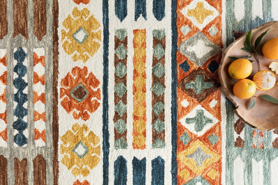 ZHARAH 08 HOOKED WOOL RUG: SANTA FE SPICE