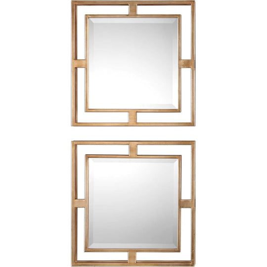 ALLICK GOLD SQUARE MIRRORS | SET OF 2