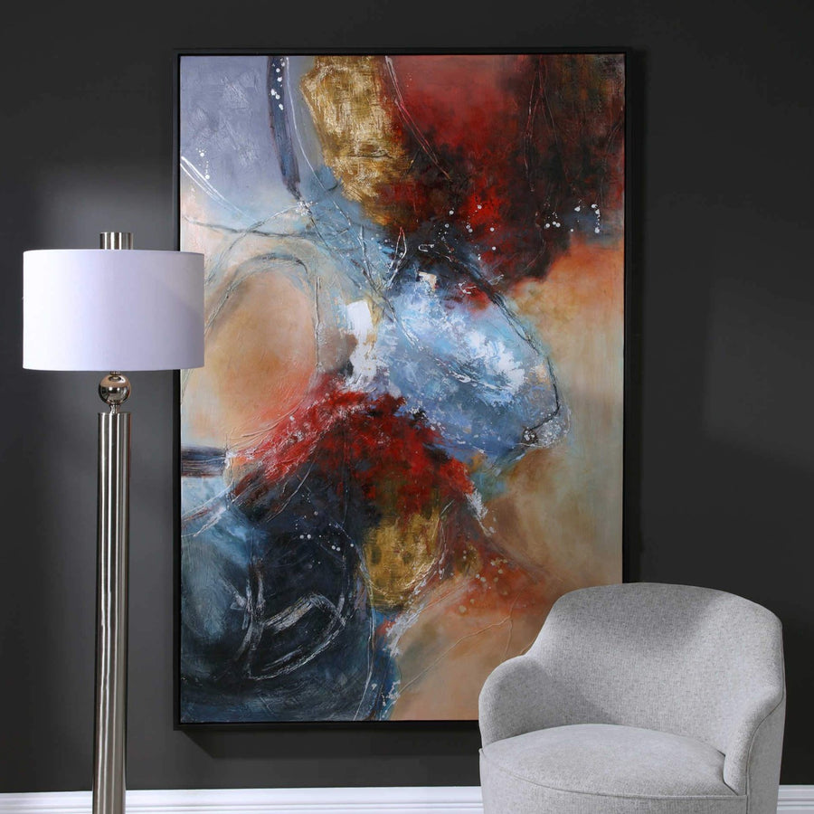 "SUMMER SUNSET" HAND PAINTED FRAMED CANVAS ART