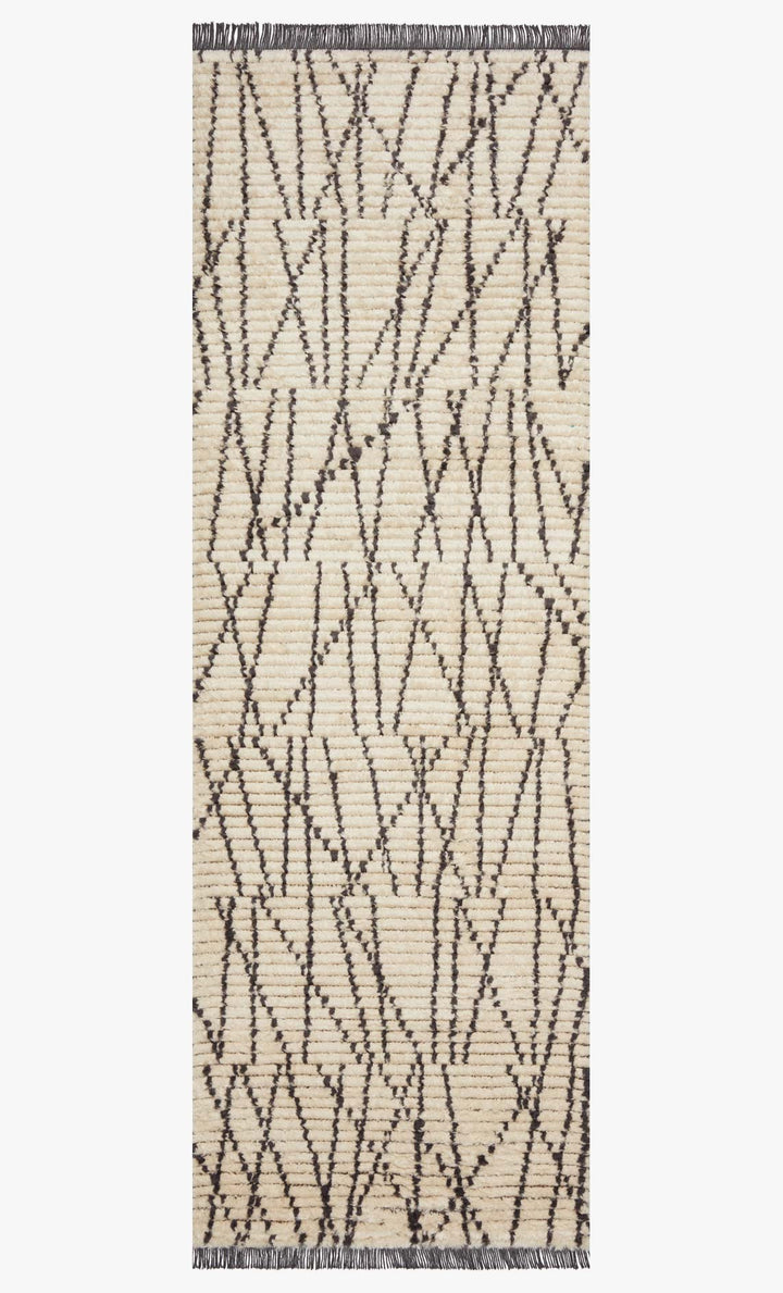 ALICE 01 RIBBED FRINGE RUG: CREAM, CHARCOAL