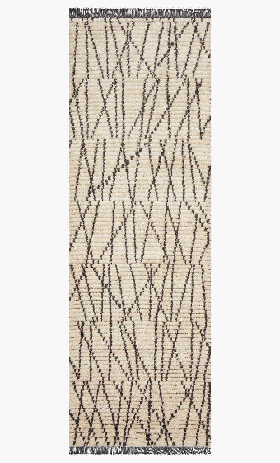 ALICE 01 RIBBED FRINGE RUG: CREAM, CHARCOAL
