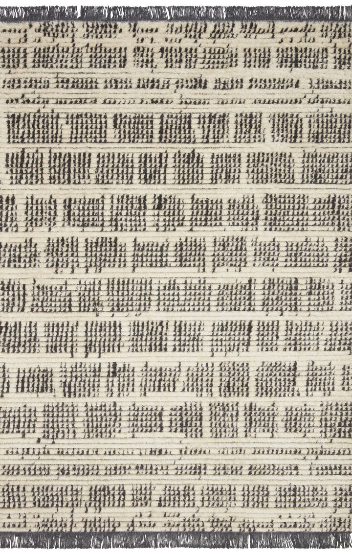 ALICE 02 RIBBED FRINGE RUG: CREAM, CHARCOAL