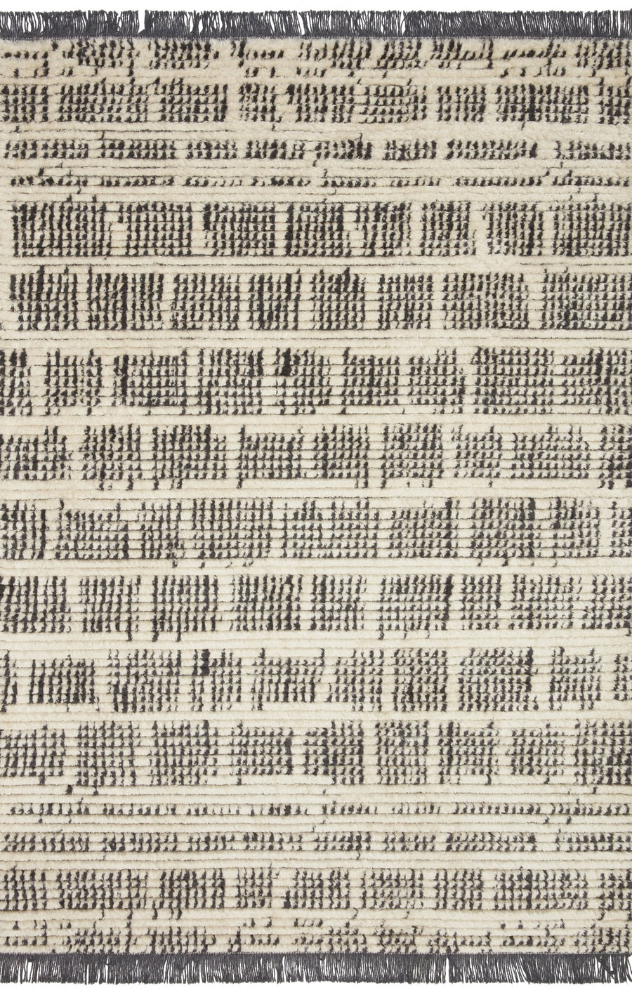 ALICE 02 RIBBED FRINGE RUG: CREAM, CHARCOAL