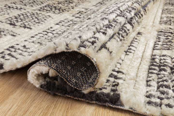 ALICE 02 RIBBED FRINGE RUG: CREAM, CHARCOAL
