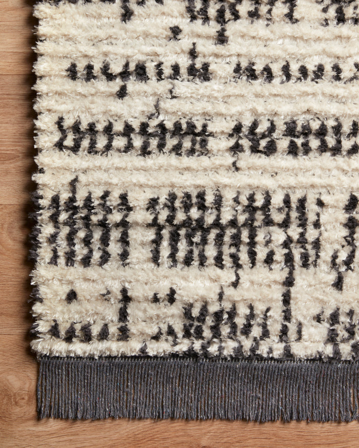 ALICE 02 RIBBED FRINGE RUG: CREAM, CHARCOAL