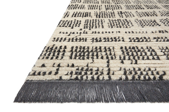 ALICE 02 RIBBED FRINGE RUG: CREAM, CHARCOAL