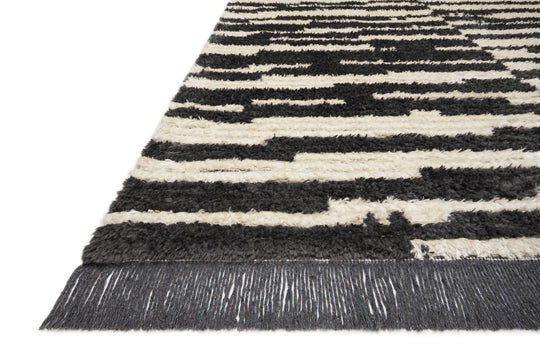 ALICE 03 RIBBED FRINGE RUG: CREAM, CHARCOAL