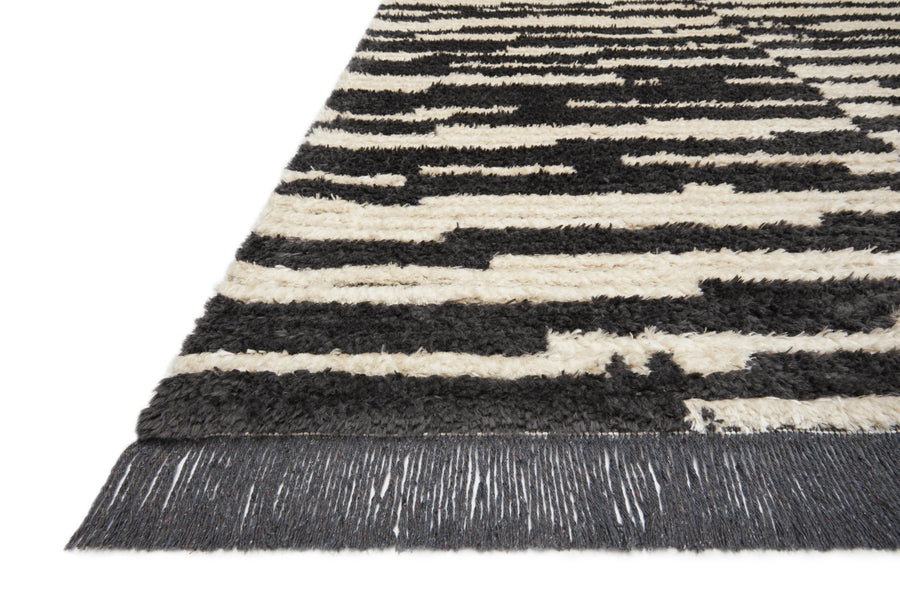 ALICE 03 RIBBED FRINGE RUG: CREAM, CHARCOAL