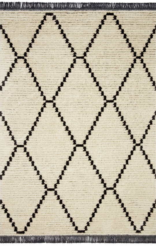 ALICE 04 RIBBED FRINGE RUG: CREAM, CHARCOAL