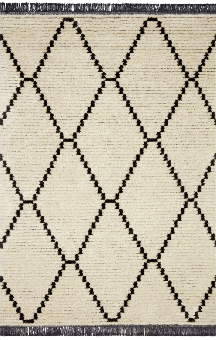 ALICE 04 RIBBED FRINGE RUG: CREAM, CHARCOAL