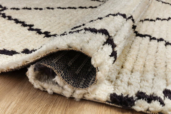 ALICE 04 RIBBED FRINGE RUG: CREAM, CHARCOAL