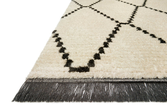 ALICE 04 RIBBED FRINGE RUG: CREAM, CHARCOAL
