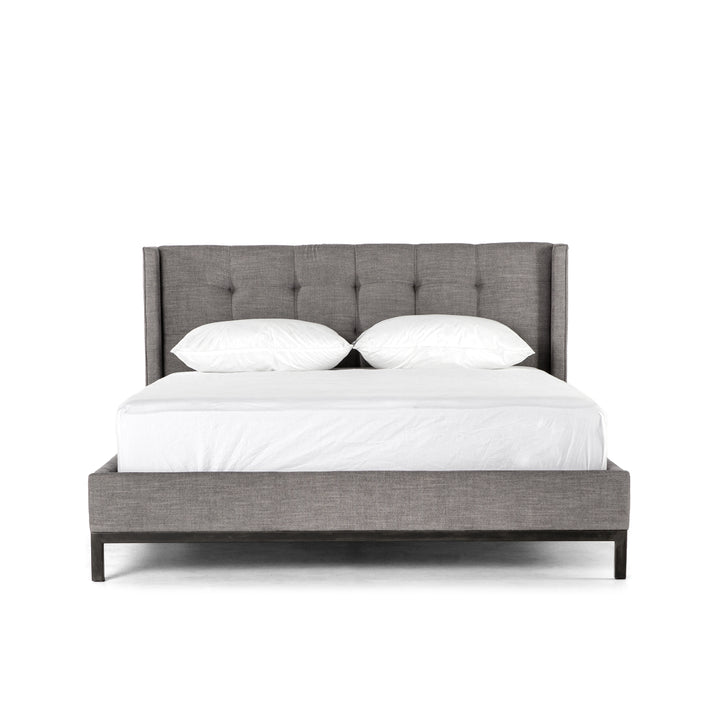 NEWHALL HARBOR GRAY UPHOLSTERED BED