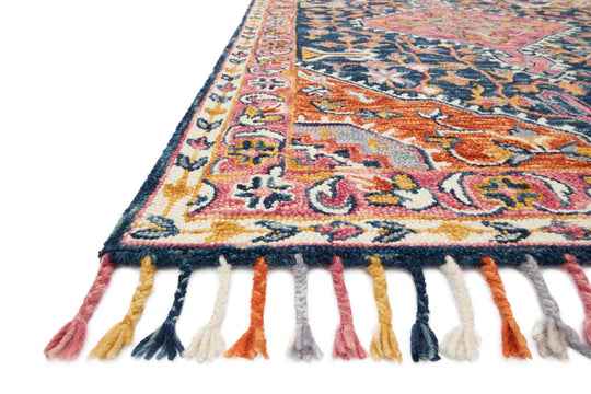 ZHARAH 01 HOOKED WOOL RUG: NAVY MULTI