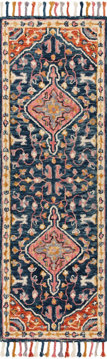 ZHARAH 01 HOOKED WOOL RUG: NAVY MULTI