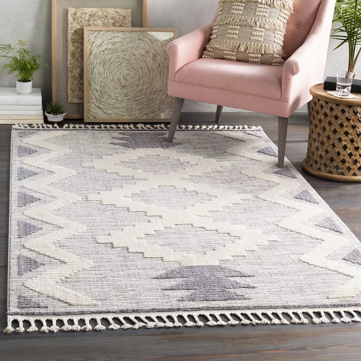 ABIRI GRAY + IVORY TEXTURED PILE RUG