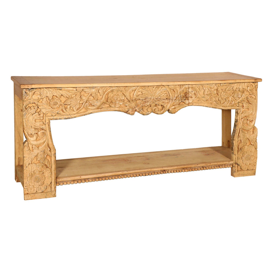 ALVA CARVED WOOD SOFA TABLE