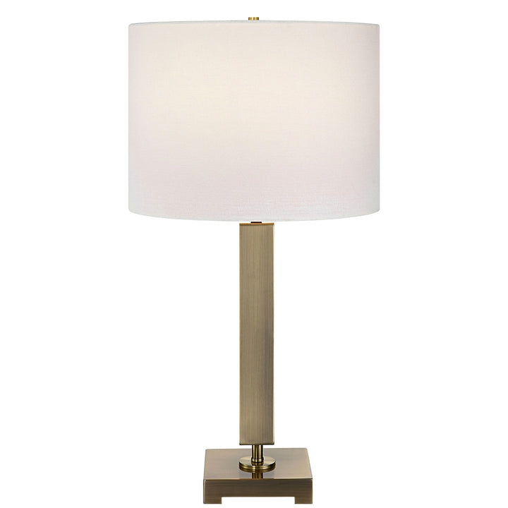 ANTIQUE BRASS COLUMN TABLE LAMP