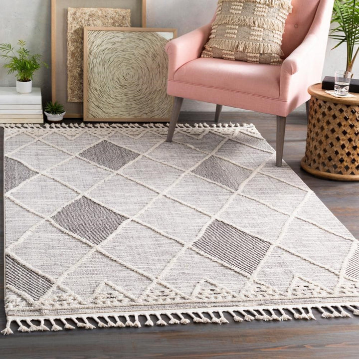 AVILA GRAY DIAMOND TEXTURED PILE RUG