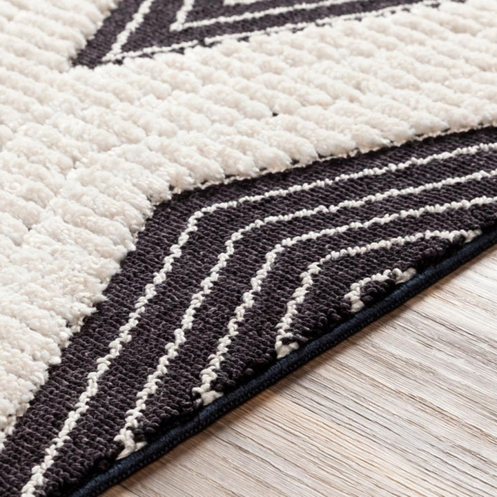 AZILA BLACK + IVORY TEXTURED PILE RUG