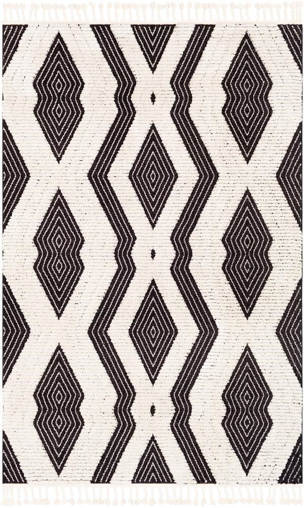 AZILA BLACK + IVORY TEXTURED PILE RUG