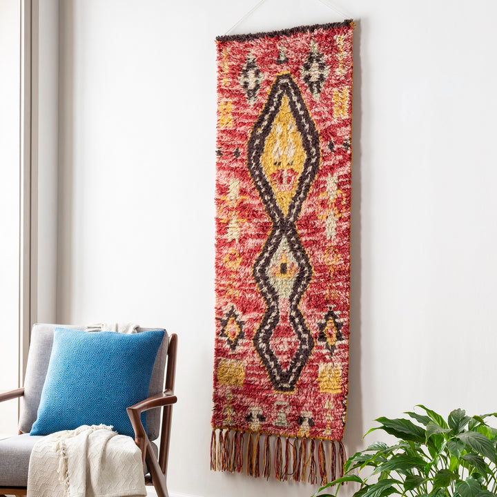AZILAL RED + YELLOW MORROCCAN WALL TAPESTRY