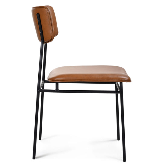 BAUER CHESTNUT LEATHER DINING CHAIR | SET OF 2
