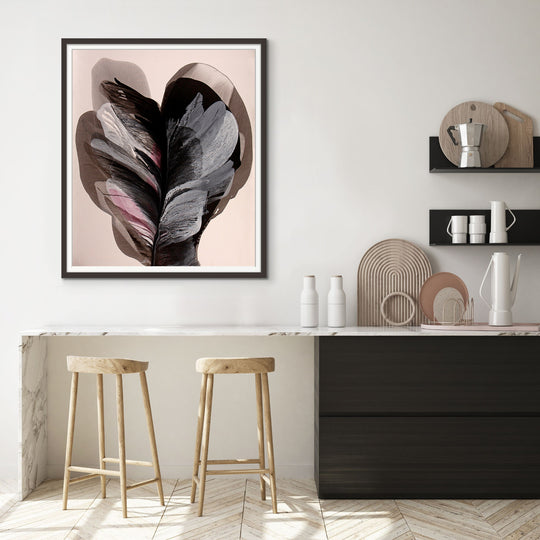 "EBONY WINGS" GLASS FRAMED ART