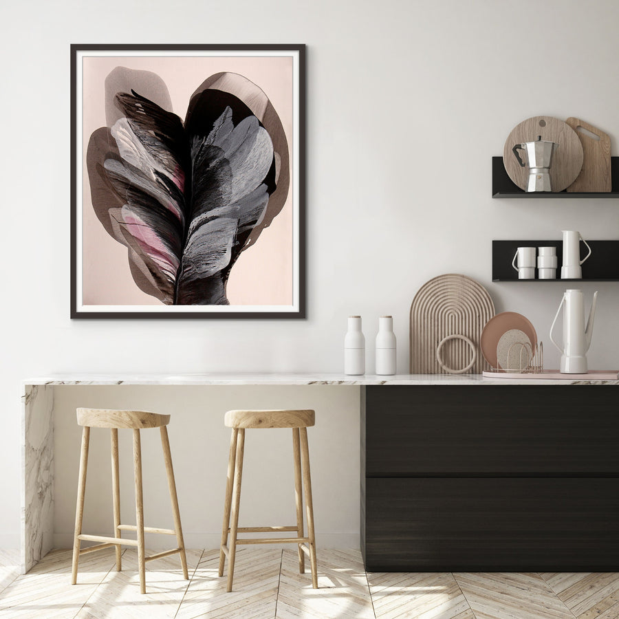 "EBONY WINGS" GLASS FRAMED ART